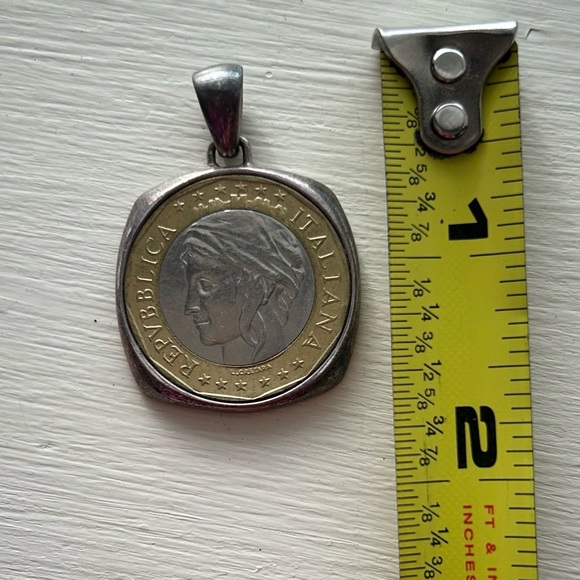 Milor Vintage Sterling Silver Republica Italiana Coin Pendant 15.7 Grams Silver - Picture 8 of 9